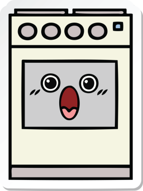 Bir insan tarafından çizilmiş şirin bir mutfak fırınının çıkartması.