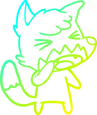 Bir insan tarafından çizilmiş kızgın bir tilkinin soğuk çizgi çizimi.