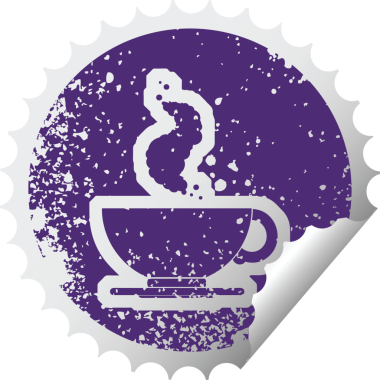 Bir insan tarafından çizilmiş sıcak bir fincan kahvenin sıkıntılı çıkartma simgesi.