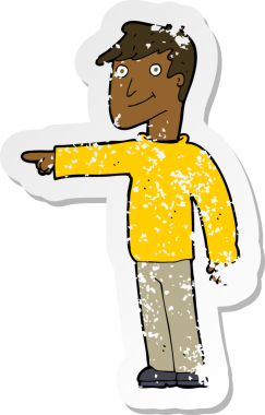 Bir insan tarafından çizilmiş karikatür adamın gerilmiş çıkartması.