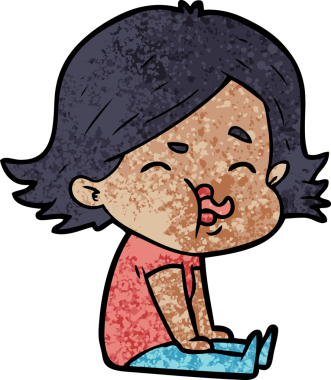 Bir insan tarafından çizilen karikatür kızı.