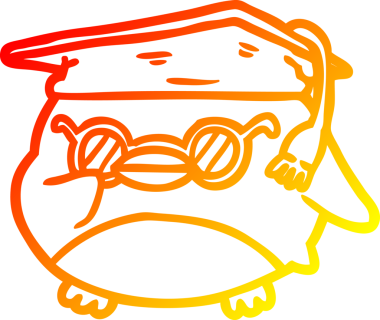 Bir insan tarafından çizilmiş akıllı, yaşlı bir baykuşun sıcak çizgi çizimi