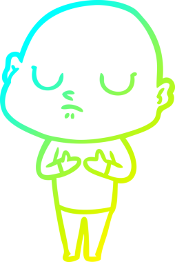 Bir insan tarafından çizilmiş kel bir adamın soğuk çizgi çizimi.