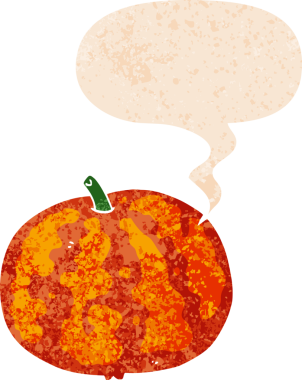 bir insan tarafından çizilmiş grunge sıkıntılı retro desenli konuşma balonlu karpuz