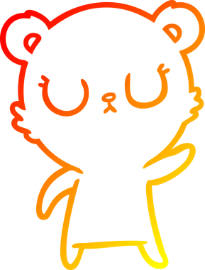 Bir insan tarafından çizilmiş barışçıl bir ayının sıcak çizgi çizgisi.