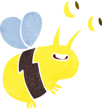 Bir insan tarafından çizilmiş mutlu bir arı.