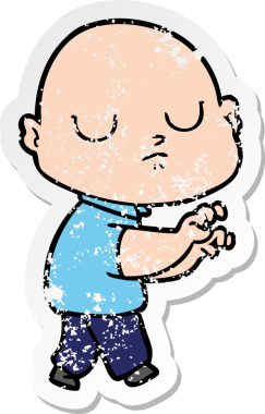 Bir insan tarafından çizilmiş kel bir adamın sıkıntılı çıkartması.