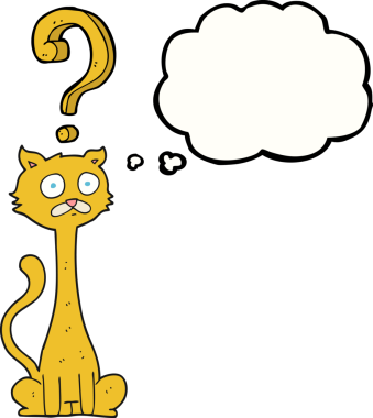 Bir insan tarafından çizilmiş serbest çizim balon karikatürü meraklı kedi