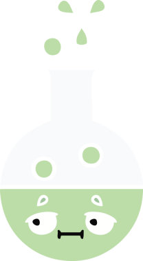 Bir insan tarafından çizilmiş bir test tüpünün düz renk retro karikatürü