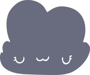 Bir insan tarafından çizilmiş şirin düz renkli çizgi film bulutu