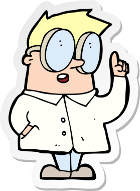 Bir insan tarafından çizilmiş karikatür bilimcisinin çıkartması.