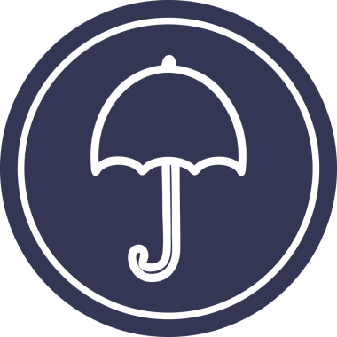 Bir insan tarafından çizilmiş şemsiye dairesel simgesini aç