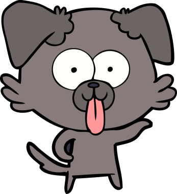 Bir insan tarafından çizilmiş dilli çizgi film köpeği.