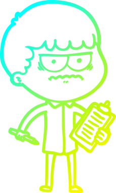 Bir insan tarafından çizilmiş bir çizgi filmin soğuk gradyan çizimi.