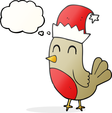 Bir insan tarafından çizilmiş serbest çizim balon karikatür noel robini.