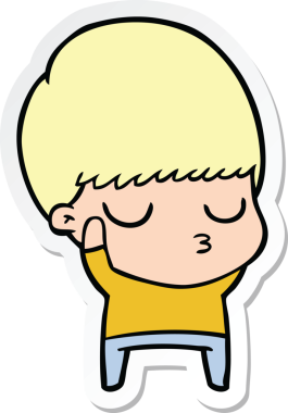 Bir insan tarafından çizilmiş sakin bir çocuğun çıkartması.