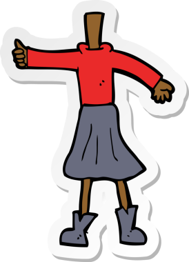 Bir insan tarafından çizilmiş karikatür kadın vücudunun çıkartması.