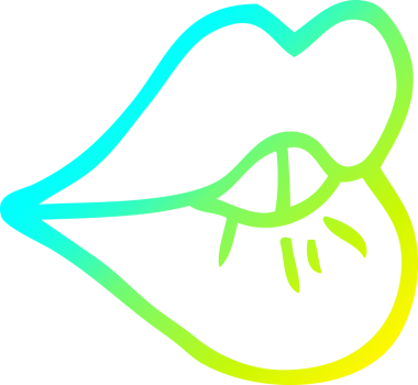 Bir insan tarafından çizilen dudak büken bir çizgi filmin soğuk gradyan çizimi