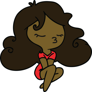 Bir insan tarafından çizilmiş tatlı bir kawai kızının serbest çizimi.