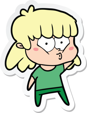 Bir insan tarafından çizilmiş ıslık çalan bir kızın çıkartması.