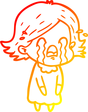 Bir insan tarafından çizilmiş, ağlayan bir çizgi kadın çizimi.