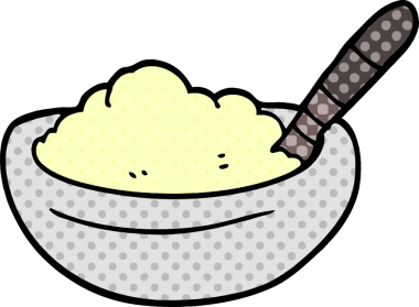 Bir insan tarafından çizilmiş patates püresi karalama kasesi.