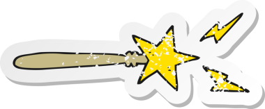 Bir insan tarafından çizilmiş bir çizgi film sihirli değneğinin gerilmiş yapıştırması.