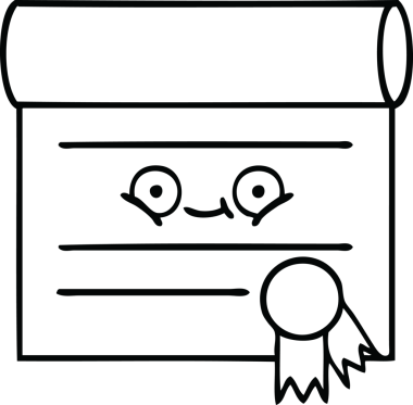 Bir insan tarafından çizilmiş bir sertifikanın çizgi çizimi