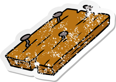 Bir insan tarafından çizilmiş tahtaya çivi karalaması çizilmiş.