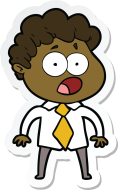 Bir insan tarafından çizilmiş, şaşırarak nefes nefese kalmış bir çizgi film karakterinin çıkartması.