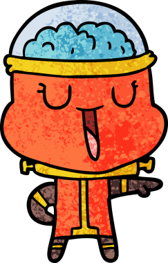 Bir insan tarafından çizilmiş mutlu çizgi film robotu