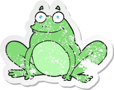 Bir insan tarafından çizilmiş mutlu kurbağa çizgi filminin gerilimli yapıştırması.