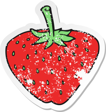 Bir insan tarafından çizilmiş karikatür çileğinin gerilimli yapıştırması.