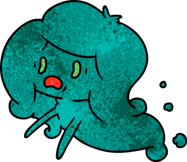 Bir insan tarafından çizilmiş kawai korkunç hayaletinin serbest çizimi.