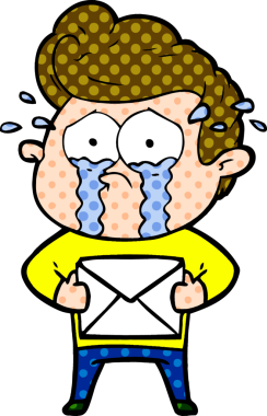 Çizgi film ağlayan adam bir insan tarafından çizilmiş bir mektup alıyor.