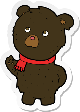 Bir insan tarafından çizilmiş şirin siyah bir ayının çıkartması.