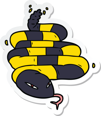 Bir insan tarafından çizilmiş zehirli bir yılan çıkartması.