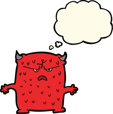 Bir insan tarafından çizilmiş düşünce kabarcığı olan küçük bir uzaylı çizgi filmi.