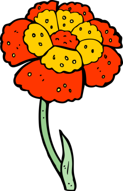 Bir insan tarafından çizilmiş karikatür çiçeği