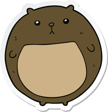 Bir insan tarafından çizilmiş çizgi film ayısının çıkartması.