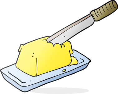 Bir insan tarafından çizilmiş tereyağlı karikatür bıçağı.