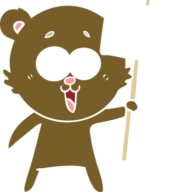 Bir insan tarafından çizilmiş gülen ayıcık düz renkli çizgi film.