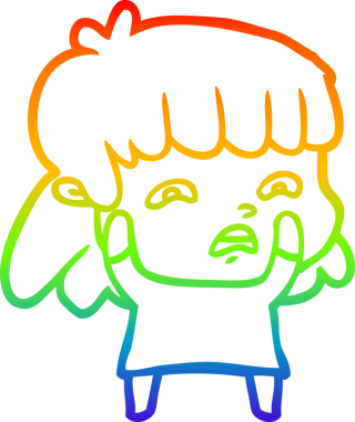 Gökkuşağı gradyan çizimi Bir insan tarafından çizilmiş endişeli bir çizgi kadın