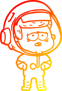 Bir insan tarafından çizilmiş, karikatür, yorgun astronot çizimi.