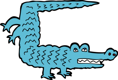 Bir insan tarafından çizilmiş timsah çizgi filmi.