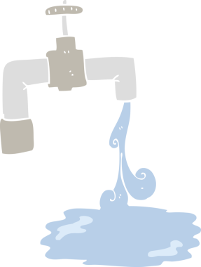 Bir insan tarafından çizilen musluğun düz renk çizimi