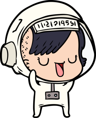 Bir insan tarafından çizilmiş astronot kadın.