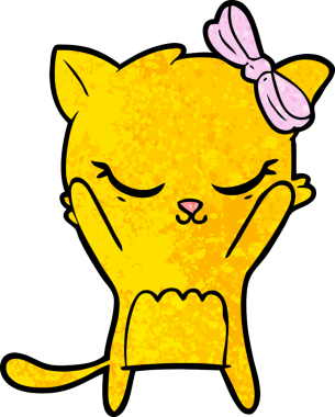 Bir insan tarafından çizilmiş sevimli çizgi film kedisi.