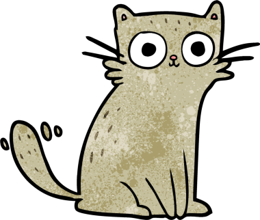 Bir insan tarafından çizilmiş çizgi film kedisi.