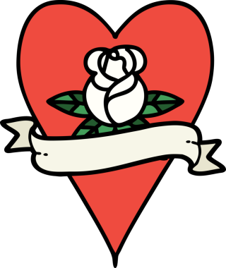 Bir insan tarafından çizilmiş kalp şeklinde geleneksel bir dövme.